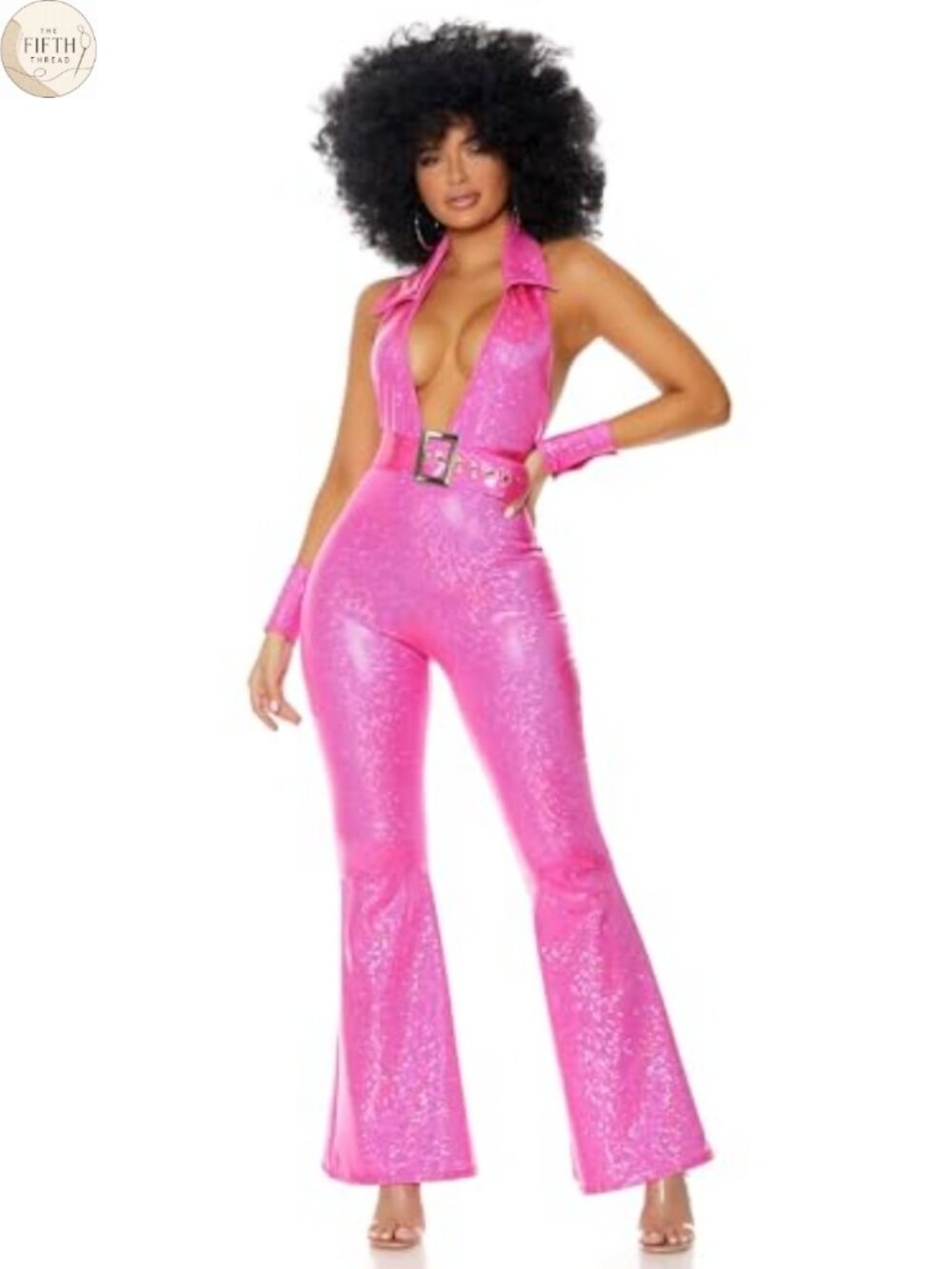 Foxy Lady Disco Costume Jumpsuit Belt Wristcuffs